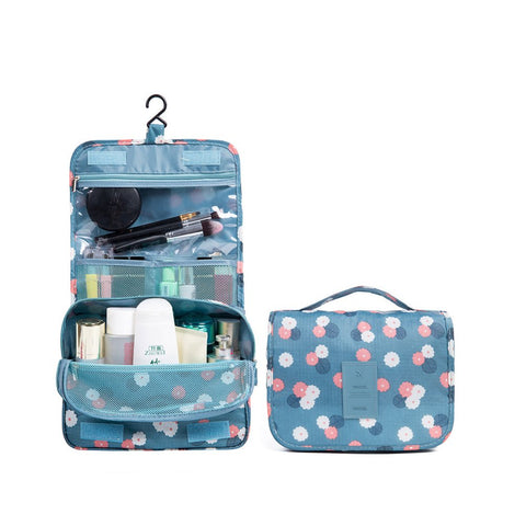 Multifunction Case Portable Travel Makeup Cosmetic Bag Cute Daisies Cosmetic Bag Organizer Blue