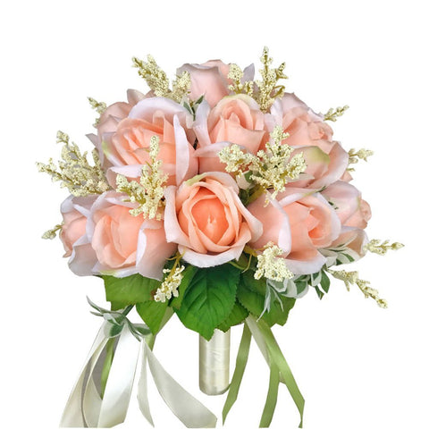 Bridal Wedding Bouquet Flower Bouquets Artificial Flowers Wedding Home Decoration, Champagne Rose