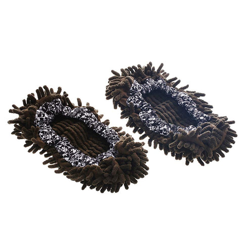 1 Pair Multifunction Dust Duster Slippers Cover Unisex Mop Shoes Covers for Floor Cleaning Black