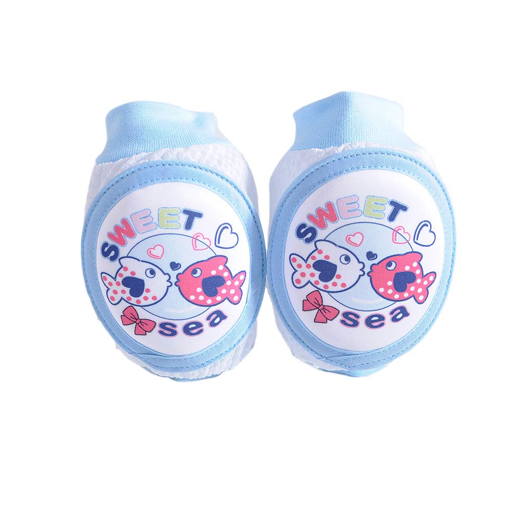 Elastic Unisex Baby Crawling Knee Pads Breathable Safety Protector Non Skid Knee Braces Blue (Kiss Fishes)