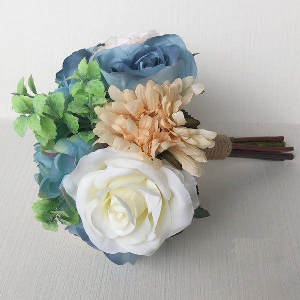 Bridal Wedding Bouquet Flower Bouquets Artificial Flowers Wedding Home Decoration, Blue