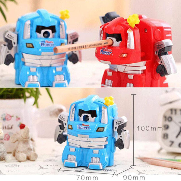 Creative Manual Rotary Pencil Sharpener for School Classroom, Office, Home, Cartoon Roboter Blue