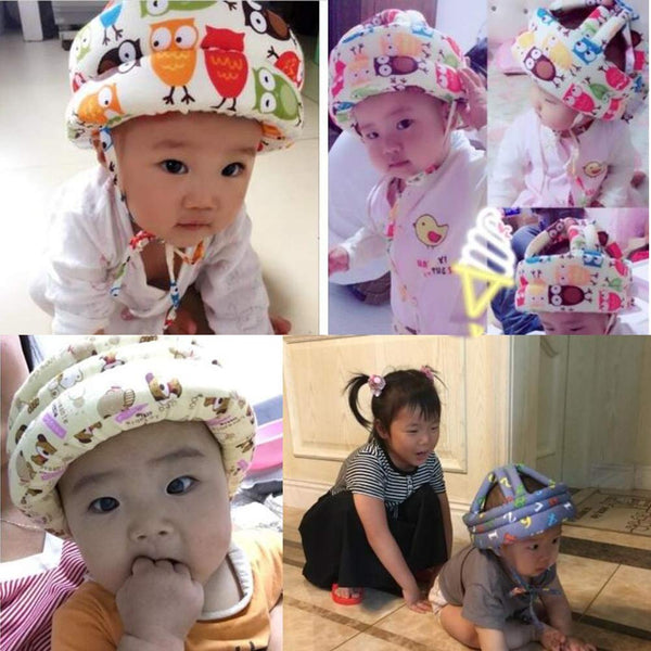 Pink Polka Dot Baby Infant Toddler Adjustable Safety Helmet Head Protective Hat Bumper Bonnet