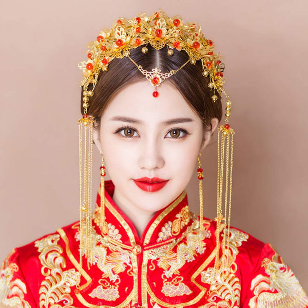 Romantic Chinese Traditional Hair Accessorries with Earrings Set For Wedding