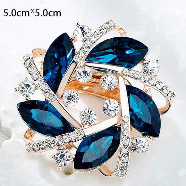 Shining Brooch Pin for Women Brides Elegant Pin Brooches Deep Blue #H