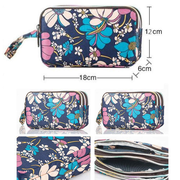 Ladies Fashion Small Card Case Wallet Change Coin Purse Pouch Bag with Zipper, Blue Planet